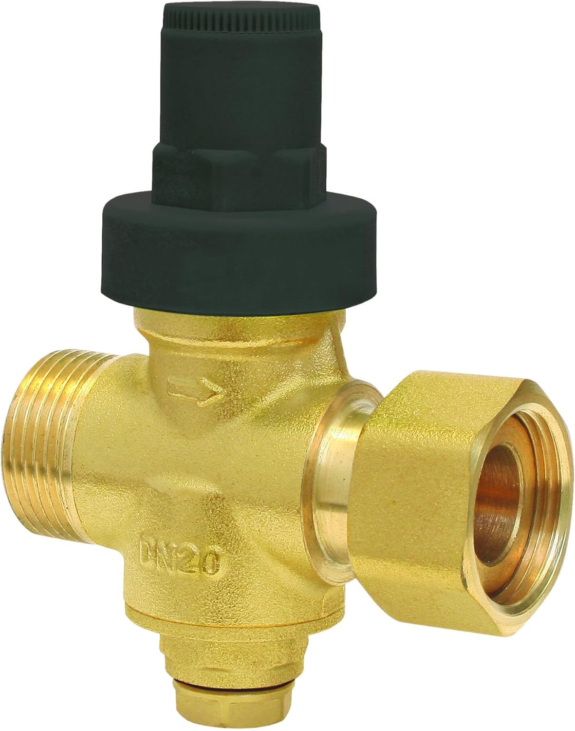 , Réducteur de pression à piston M20/27 en laiton nickelé, pré-réglé à 3 bars, installation facile, montage toutes positions, prise manomètre 8/13 Unique