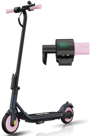 R7X Trottinette électrique pour Enfants, Max Autonomie 15KM, Max Vitesse 15KMH, 7" pneus, Trottinette électrique Pliable avec Absorption des Chocs, Dual Freins, Cadeau pour Enfants de 8 à 12 Ans BLEU-ROSE