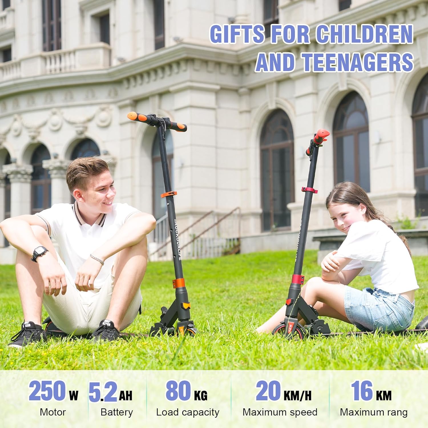 R15 Trottinette électrique Enfants (8-12-16 Ans) - Vitesse Jusqu'à 20 Km/h, Autonomie de 16 Km, Scooter électrique Pliable - Cadeau pour Enfants et Adolescents Noir-bleu