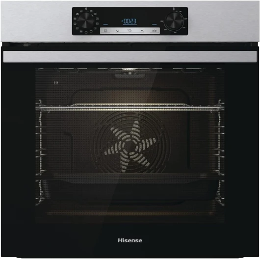 Hisense BI64211PX Four multifonction - Cavité XXL de 77L, Pyrolyse, 13 Fonctions, Fonction Pizza 300°C, AirFry, Affichage LED, Inox, Classe A+