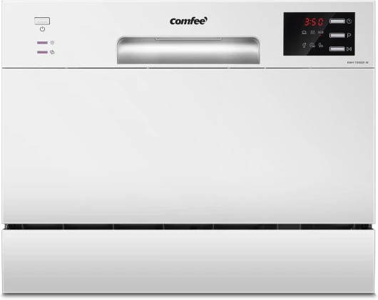 ' TD602E-W Lave-vaisselle compact pose libre, écran LED, 6,5 litres, blanc, niveau sonore : 47 dB