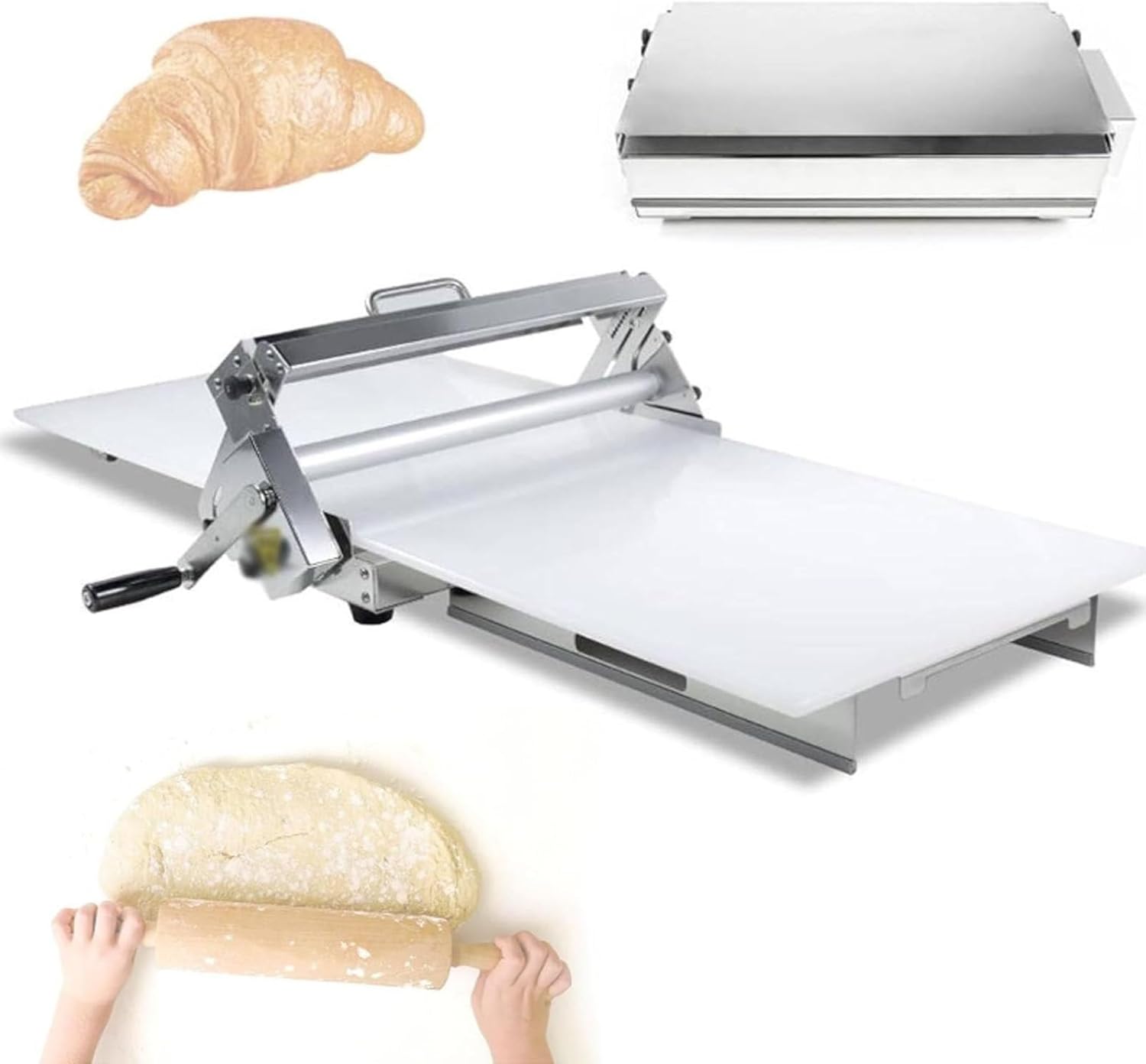 Cashwise Laminoir à pâte Pliable, Compact, Manuel, épaisseur réglable, en Acier Inoxydable, épaisseur réglable de 0,2 à 25 mm