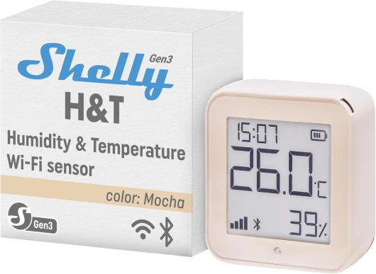 H&T Gen3 Moka - Capteur de température et d'humidité connecté, Thermomètre & Hygromètre intérieur/extérieur, Wi-Fi & Bluetooth, Compatible avec Alexa et Google Home, App iOS & Android