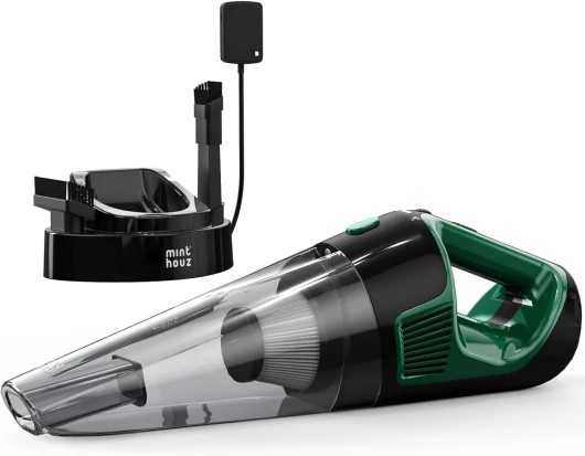 Minthouz Aspirateur A Main, Aspirateur De Table Puissant sans Fil 120 W, Charge Rapide, Autonomie De 30 Minutes, avec LumièRe LED, Convient pour La Maison, La Voiture, Le Bureau