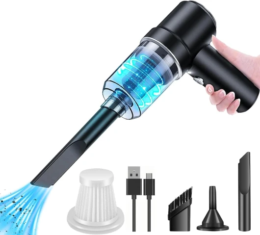 Sverluus 2 in 1 Aspirateur à Main sans Fil, 8000Pa Aspirateur de Voiture, 2 in 1 Mini Aspirateur à Main Aspirateur de Voiture pour PC Maison Voiture Bureau Canapé (Sliver) (Sliver)