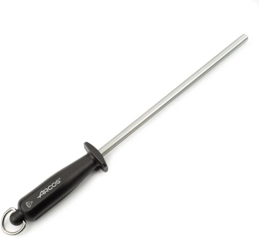 Aiguiseur Manuel de Couteaux - Acier Carbone et Diamant, Manche Ergonomique Polypropylène, 230mm, Pour Droitiers et Gauchers, Noir, Affûtage Facile et Durable