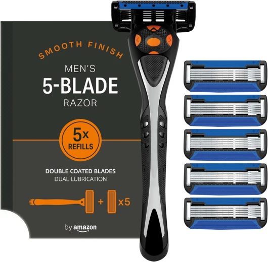 Rasoir à 5 lames pour homme avec 6 recharges Rasoir et 6 recharges 1 unité (Lot de 1)
