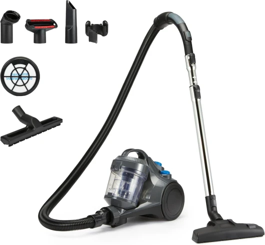 Aspirateur Traineau sans Sac 1.3L Compact Ultra-Léger avec Brosse Triple Action, Filtro HEPA, 850W, pour Tapis et Sols Durs, Gris 1,3 L Aspirateur