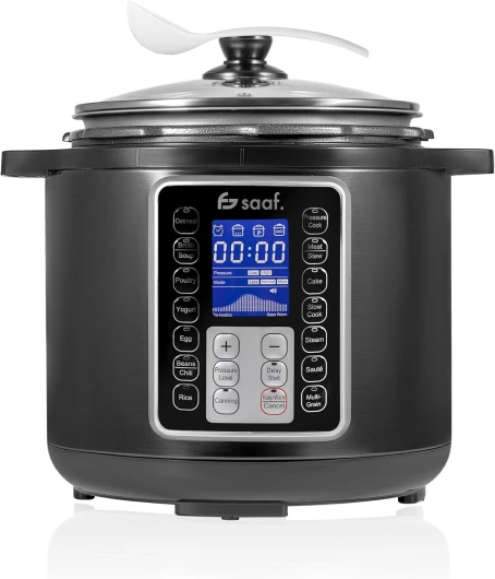 Multicuiseur - Set 11 Pièces - 12 Programmes Automatiques - Mijoteuse, Cuiseur à Riz, Cuiseur Vapeur, Autocuiseur - Gris - de Saaf
