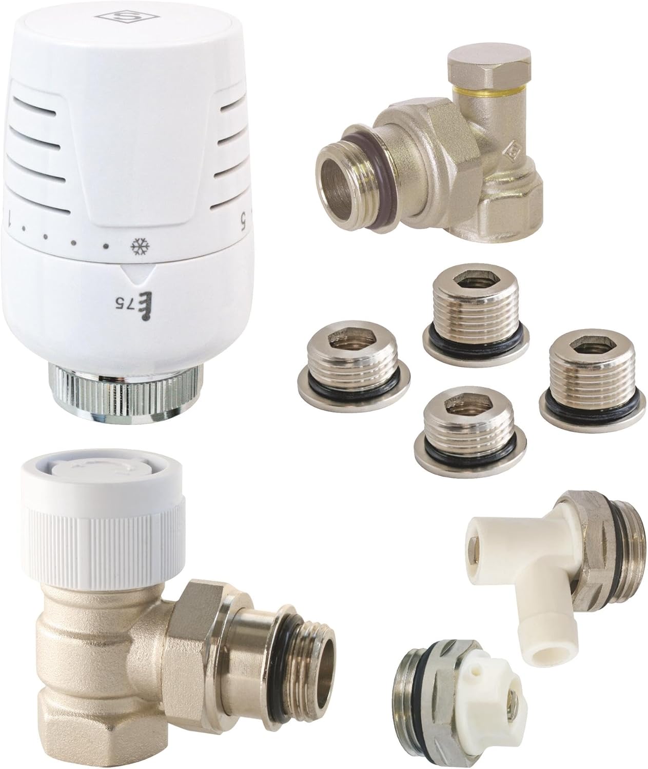 Kit chauffage avec Tête Thermostatique T302 Equerre Universel Complet T302 avec KIT