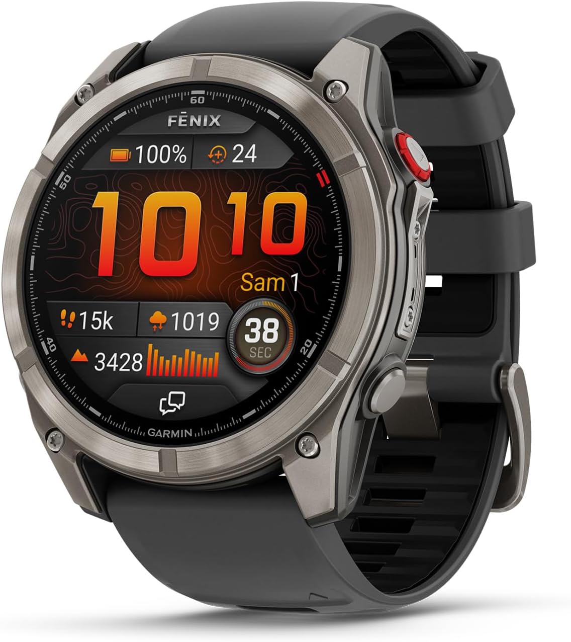 Fēnix® 8 Pro, 51mm AMOLED - Montre connectée GPS Multisports avec Technologie inReach intégrée - Sapphire, Titane, Titanium avec Bracelet Graphite