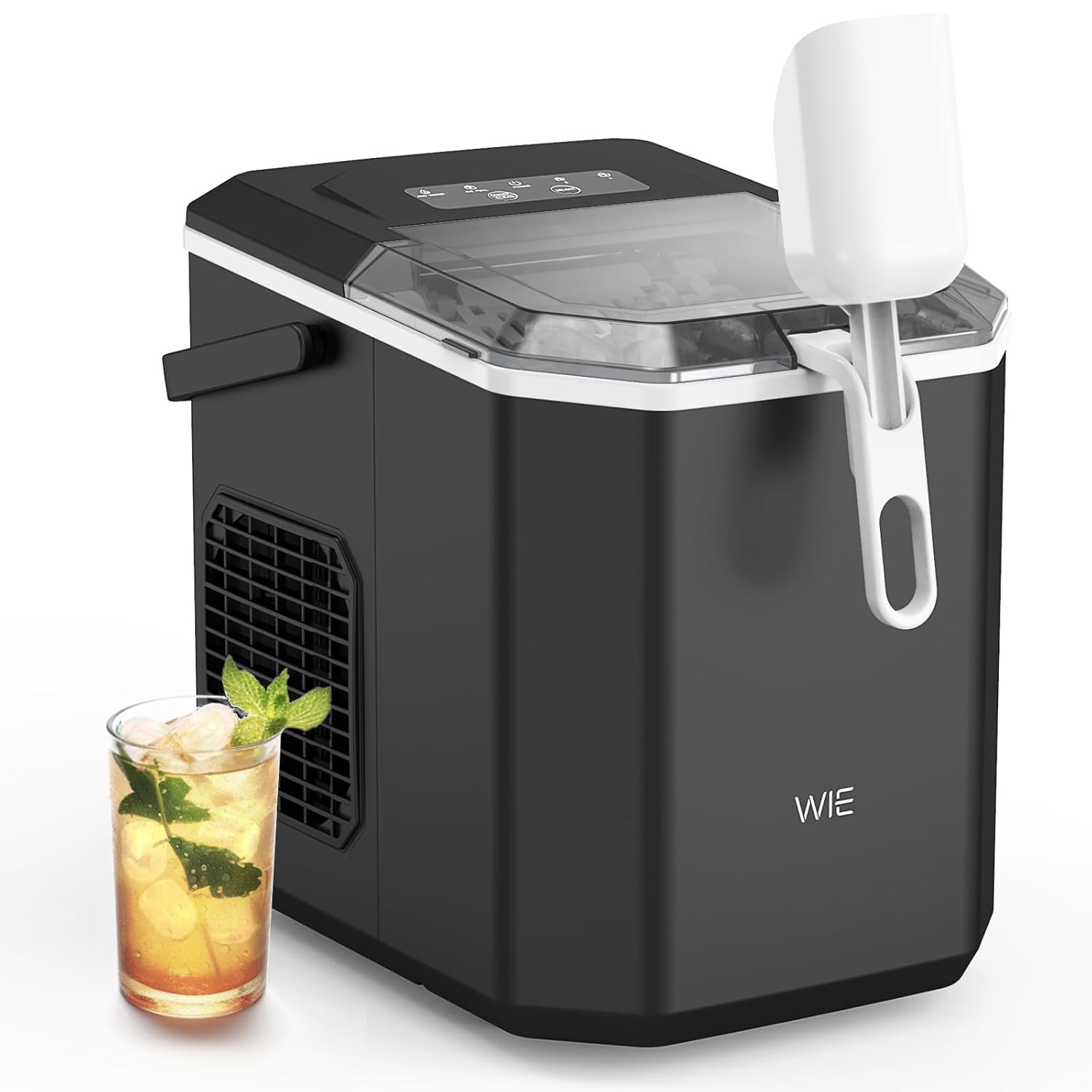 Machine à Glaçons, 12kg en 24h, Silencieuse Machine à Glaçons Comptoir avec Pelle à Glaçons, Machine à Glaçons Autonettoyante et Portable pour Maison/Cuisine/Camping Noir