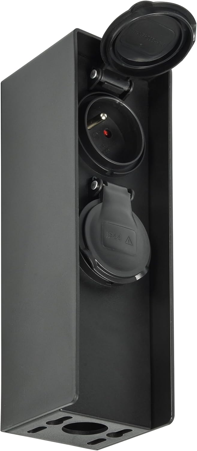 300191 Borne Jardin cablable, 2 Prises 2P+T IP44, accès electrictrique Pratique Exterieur, Bloc Multiprise Outdoor pour Jardin 2 Prises Unique