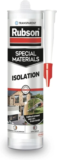 Rubson - Mastic Special Materials Isolation Transparent (cartouche de 280 ml) – Joint silicone pour isolation thermique et isolation phonique – Calfeutrement eau-air-froid-bruit
