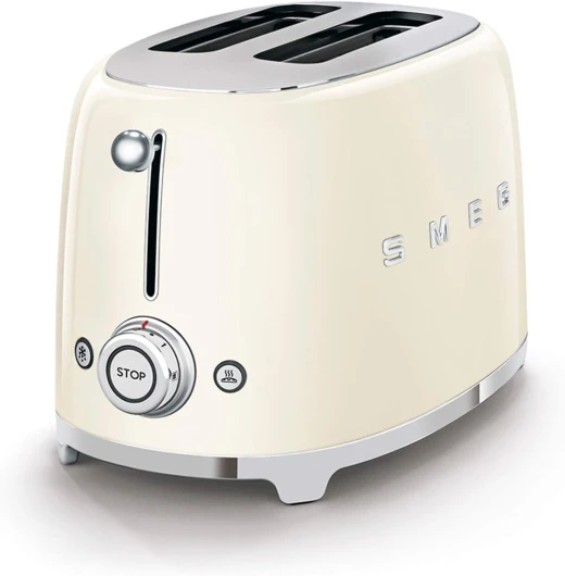 , Grille-pain 2 Tranches TSF01CREU, 2 Fentes 36 mm, 6 Niveaux de Brunissage, Fonction Chauffage, Décongélation et Bagel, Éjection Automatique du Pain, Ramasse Miettes, 950 W, Crème
