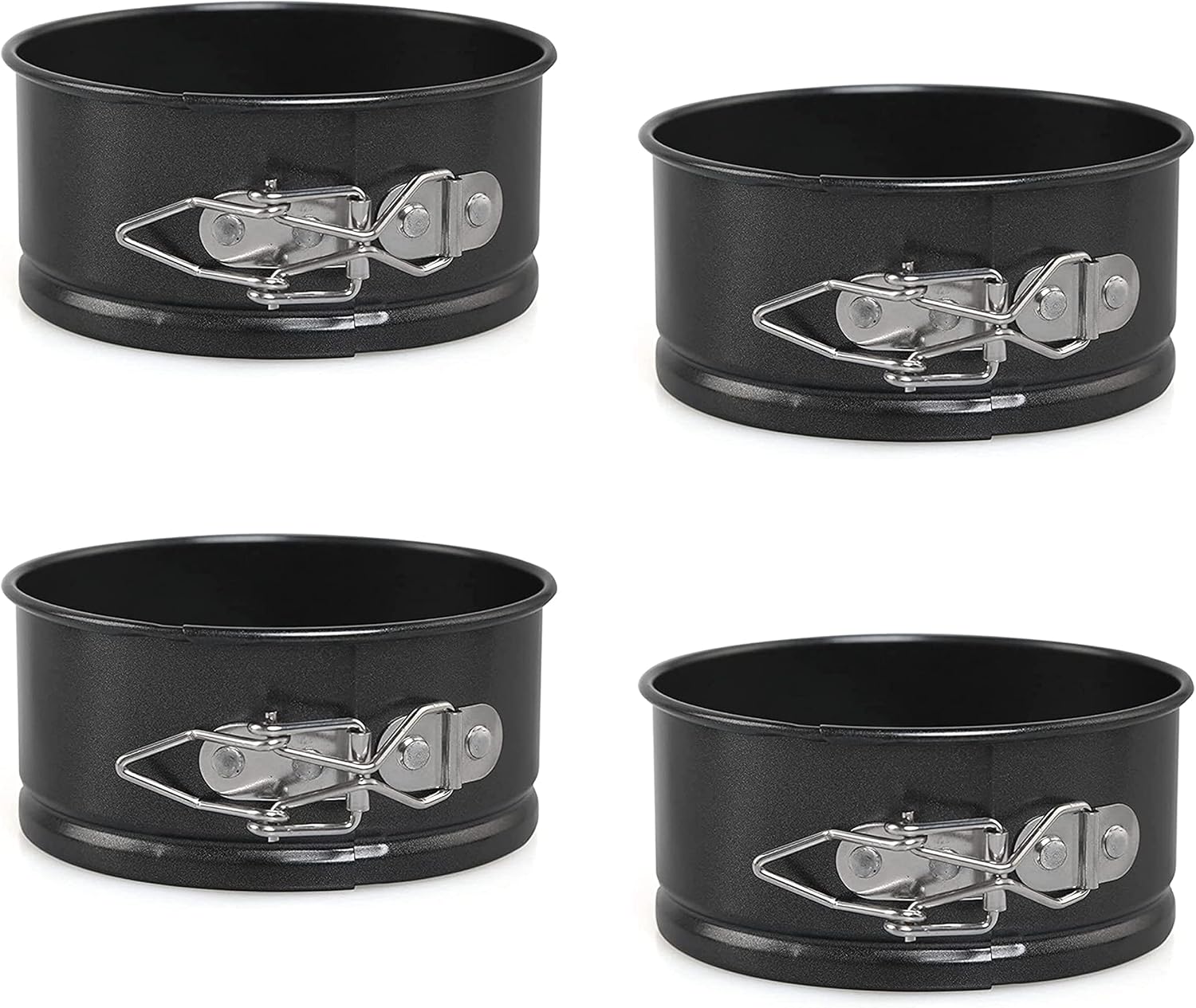 Moule à manqué à charnière, 4 mini moules à gâteau ronds avec fond amovible et revêtement anti-adhésif pour cheesecakes, moule rond, Acier brillant,11 cm