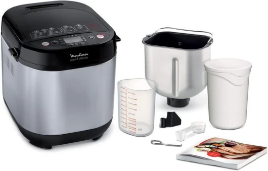 Pain et Delices Machine à pain 1Kg 720W 20 programmes automatiques Programme sans gluten Programme yaourt Pain maison Pizza Pâte Confiture Porridge Yaourt Fromage frais Noir Inox OW240E30