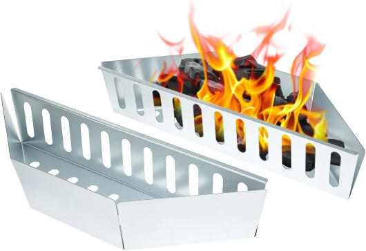 QWORK® 2 Pièces paniers à Charbon, Support de Combustible à briquettes de Charbon Bois, Compatible avec Weber de 47/57/67 cm Grills à Charbon Bois