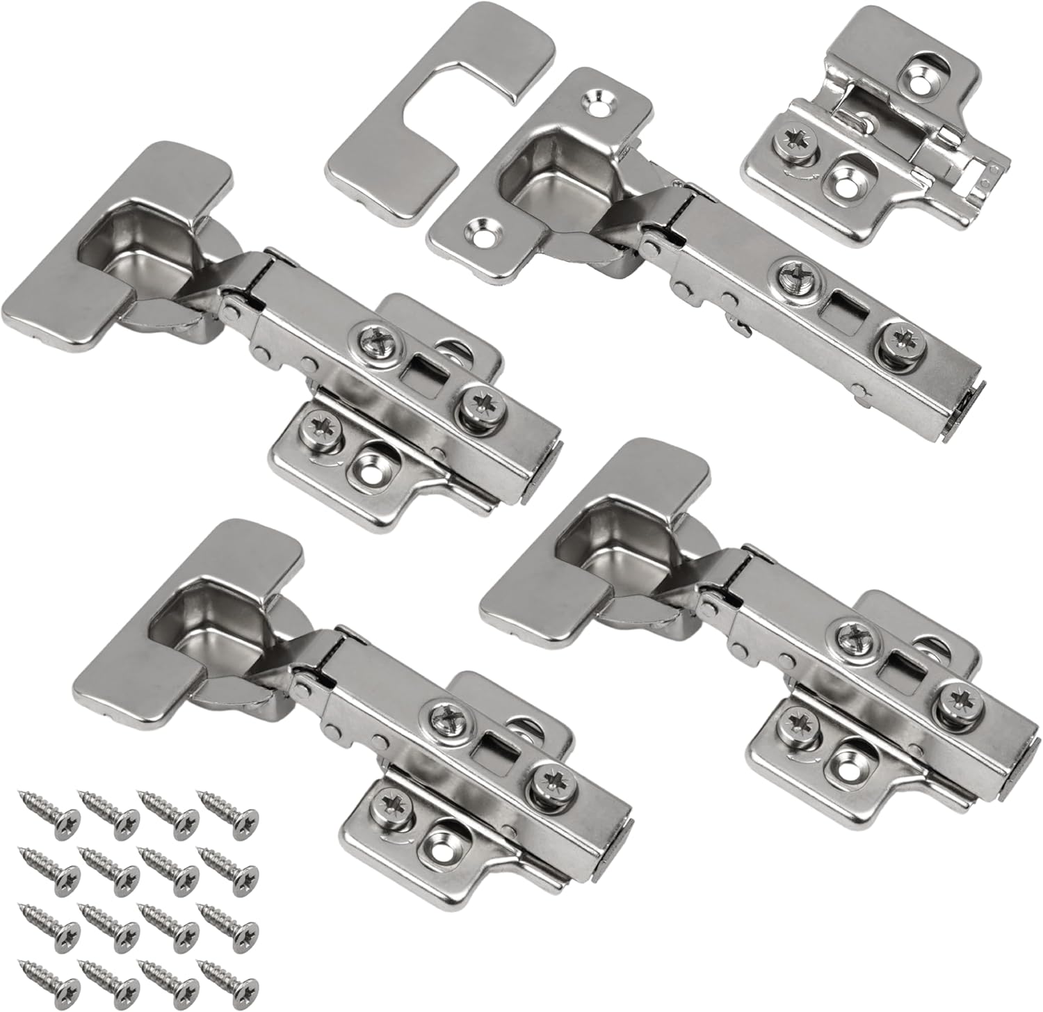Charnière 3D Softclose compatible IKEA BESTA meuble et porte avec cache – Montage facile et réglage simple (4 pièces)