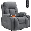 Fauteuil Relax avec Fonction électrique Massage,avec 360° Chaleu et Tourner Réglage Manuel de Inclinaison Fauteuil Relaxant avec Repose-Pied,Télécommandes