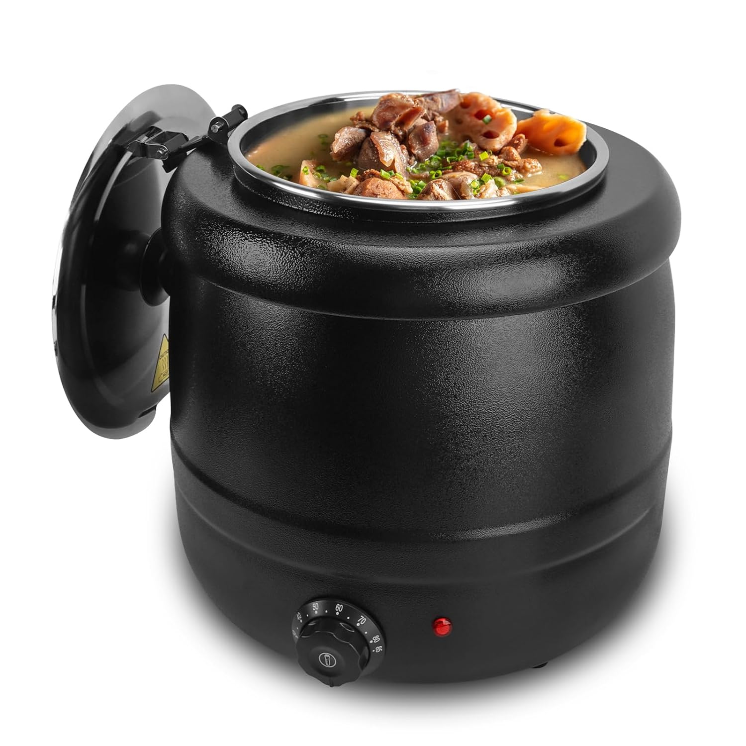 Marmite à soupe électrique, 10 L Soupière électrique Bouilloire à Soupe Chauffe-Soupe avec Récipient Intérieur Amovible en Acier Inoxydable pour Soupe Fromage Vin Chaud Prise UE 220V