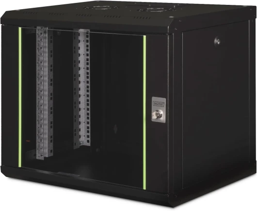 Armoire réseau – rack 19 pouces – 9U – montage mural – profondeur 450 mm – capacité de charge 100 kg – série Unique – noir 9 U 450 mm de profondeur, noir