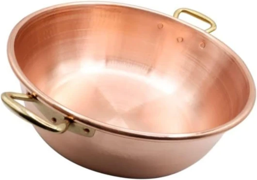 Bassine à confiture - Casserole en cuivre pour faire des confiture - Casserole avec 2 poignées - 26 cm - Fait main - Fabriqué en Italie 100% - Cuivre pur - Martelé à la main 26 x 34 x 7,5