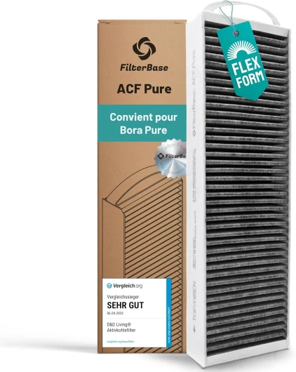 FilterBase® Filtre à charbon actif compatible avec le filtre Bora Pure PUAKF - Filtre à charbon de haute qualité pour votre plaque de cuisson PURU ou PUXU avec circulation d'air ACF Pure
