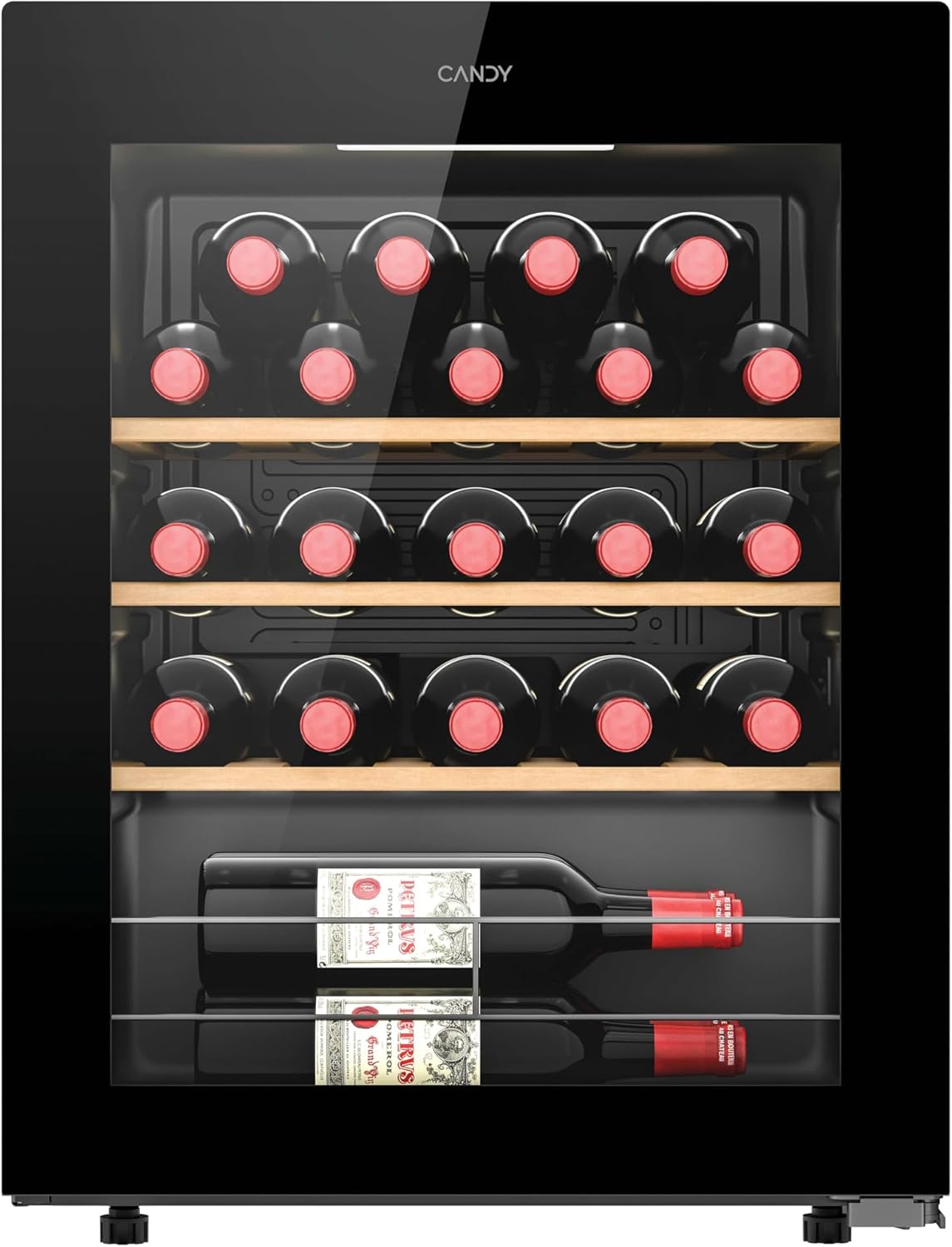 Cave à Vin Connectée 23 Bouteilles - 1 Porte - Classe Énergétique G - Froid Statique - Noire + Clayettes Bois - 62 Litres - 63 x 47,5 x 45,6 cm - Modèle CWC023