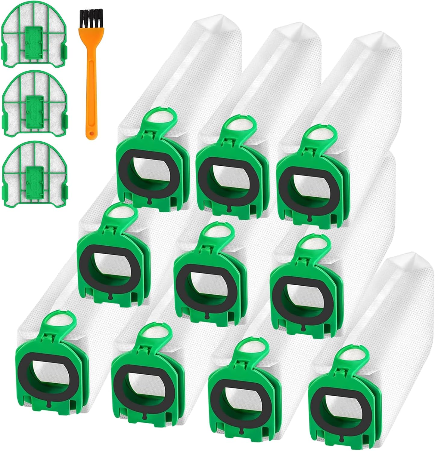 Lot de 10 Sacs d'Aspirateur pour Vorwerk Kobold VB100 VB 100, Sac À Poussière de Rechange pour Vorwerk Kobold FP100 FP 100 Aspirateur avec 2 Filtres Moteur + 1 Brosse de Nettoyage