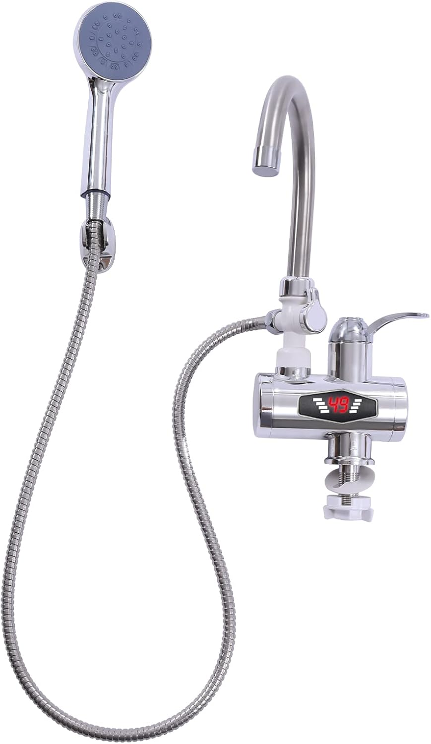 Robinet électrique quooker 360° avec chauffe-eau instantané - Robinet de cuisine - Chauffe-eau instantané - 3000 W - Avec douche LCD