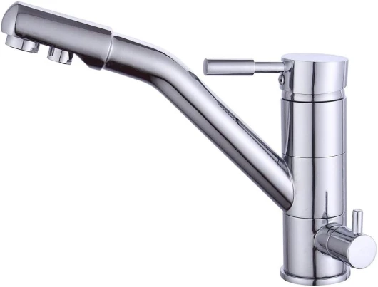 CLEADONG Robinet de cuisine 3 en 1 - Avec filtre à eau - Robinet de cuisine multifonction quooker - Mitigeur 360° - Argenté - Laiton