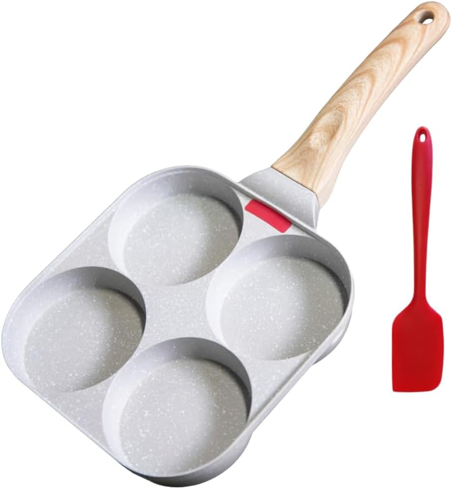 MYBO TV – WONDER PAN- Poêle 4 compartiments + Spatule en silicone et livret de recette telechargeable – antiadhésive – Cette poêle compartimentée permet de faire cuire 4 aliments différent