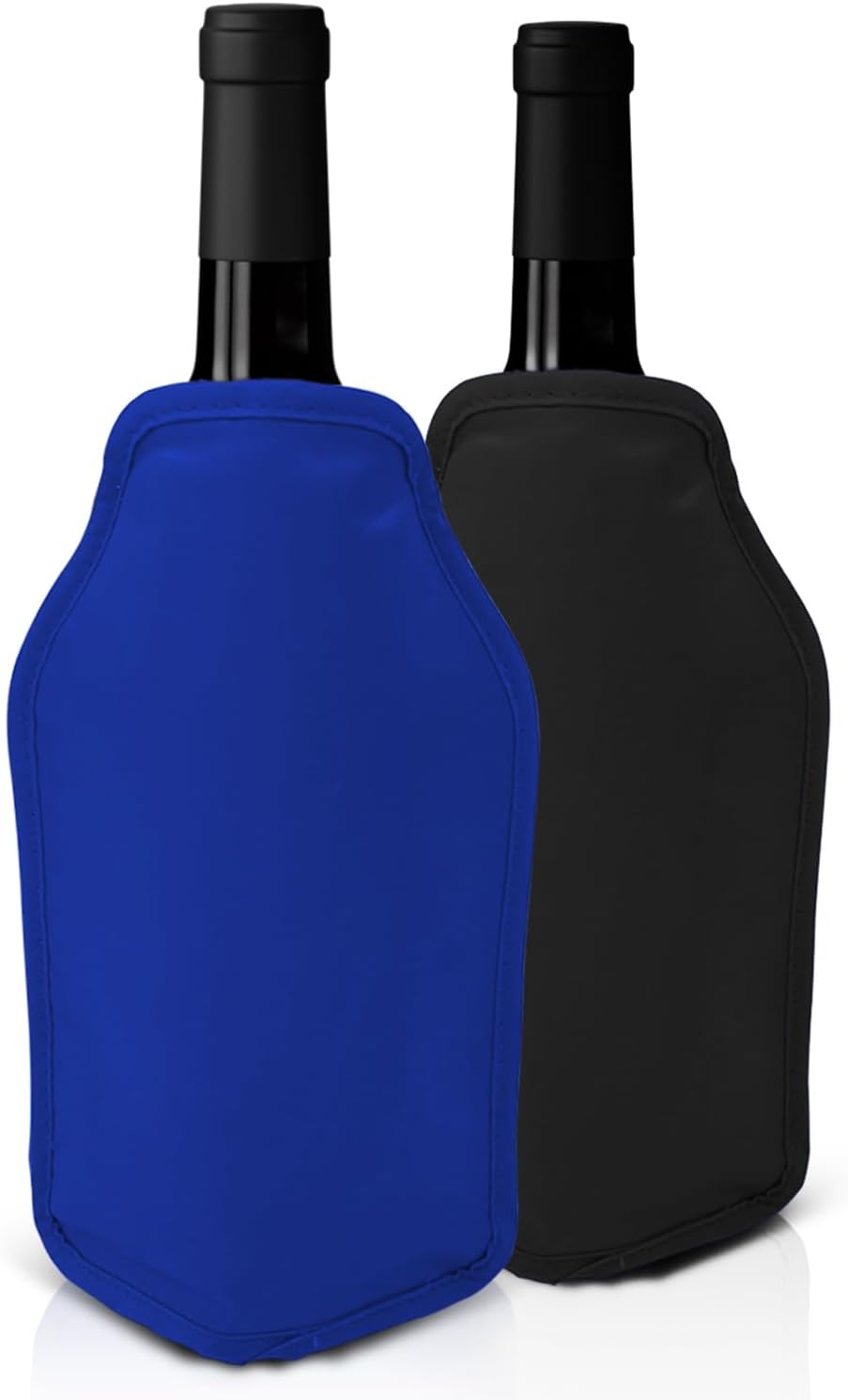 Lot de 2 Manchons Refroidissants à Vin - Parfait pour Refroidir les Bouteilles de Vin et de Champagne - Idéal pour les Fêtes, Dîners et Événements,Noir et Bleu Noir + Bleu