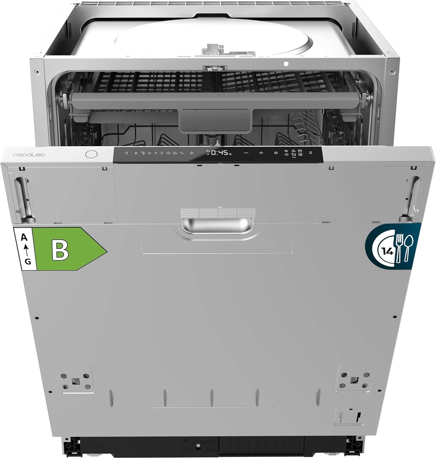 Lave-vaisselle Intégrable 60cm Bolero Aguazero 8001 Full BI B - 14 couverts, 8 programmes, Basse consommation, Moteur Inverter Plus, 3ème panier, Contrôle tactile, O2 Dry, Filtre antibactérien 14 Couverts - 60 cm