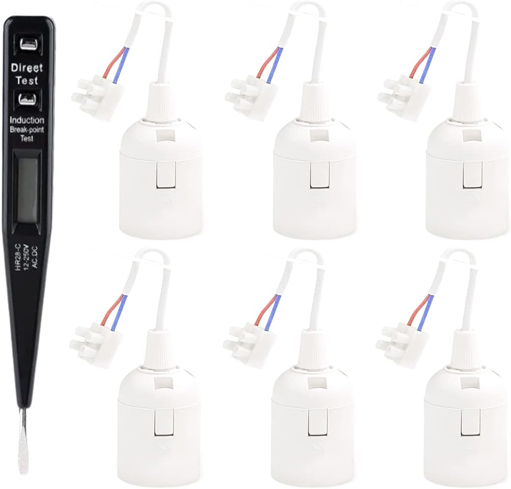 HYHJMISTY 6Pcs douille E27 blanc, E27 rénovation Douille, 250V 4A douille de lampe avec câble, Douille de Chantier, convertisseur Baïonnette pour Ampoules LED et Ampoules Halogènes.