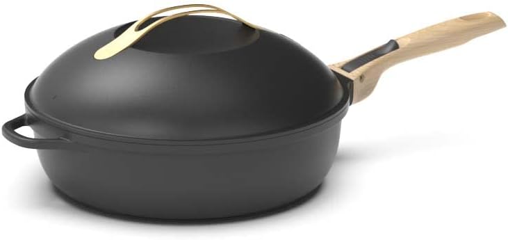 COOKUT - La Fabuleuse poêle 8 en 1 – Un seul ustensile qui remplace poêle, casserole, sauteuse - Avec 2 poignées amovibles, panier vapeur/friture, spatule en bois - METEORE 28cm