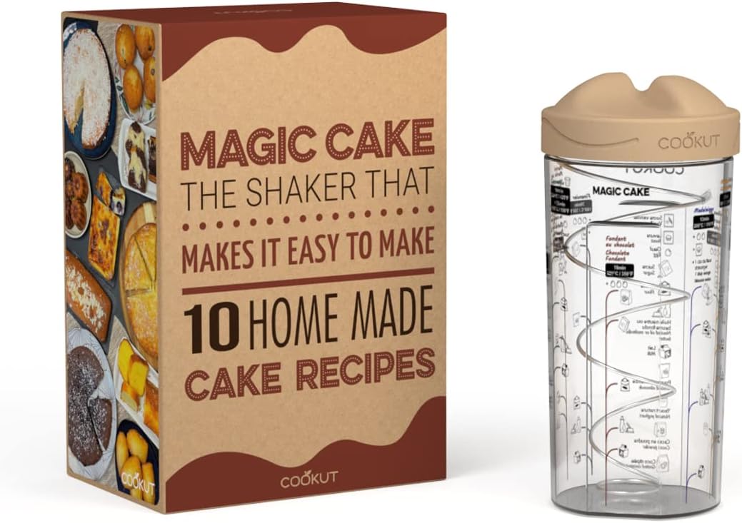 COOKUT - MAGIC CAKE - Le shaker pour préparer facilement 10 gâteaux faits maison - Sans recette, sans robot, sans balance, sans fouet, un seul shaker