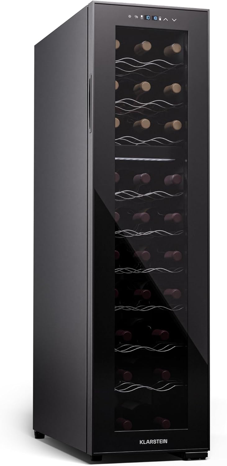 Cave a Vin, Caves à Vin de Conservation avec Porte en Verre, Cave a Vins à Double Zone, Bar Int/Ext, Frigo Vin, Armoire a Vin, Cave a Vin de Vieillissement, Cave à Vin 27 Bouteilles Double zone / 27 Bouteilles Noir
