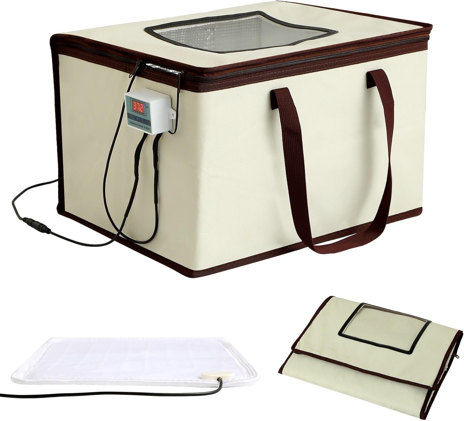 Boîte De Levée De Pâte, Armoire de Fermentation Pliable Étuve De Pâte Polyvalente avec Chauffage et Contrôle Précis De La Température Température et Minuterie Réglables Heated Proofing Basket