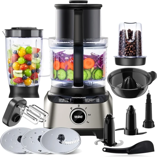 Robot Cuisine Multifonctions – Blender, Mixeur, Moulin, Presse-Agrumes, Pétrin avec Bol de 2,5L et Blender de 1,5L, 1300W, 3 Vitesses, Fonction Pulse, Verrouillage de Sécurité