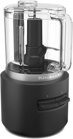 Hachoir électrique sans fil - Kitchenaid Go - Robot culinaire portable sans batterie pour transformer des fruits, des légumes, de la viande crue - 1,18 L - Sans batterie - Noir