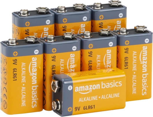 Lot de 8 Piles alcalines 9 V, 9V/6LR61, durée de Conservation de 5 Ans, pour détecteur de fumée/CO, électroniques et Audio 8 unité (Lot de 1)