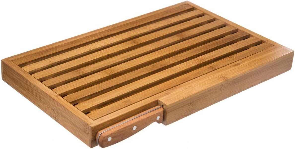 5FIVE Planche à Pain Bambou 44 x 25 et Son Couteau intégré.