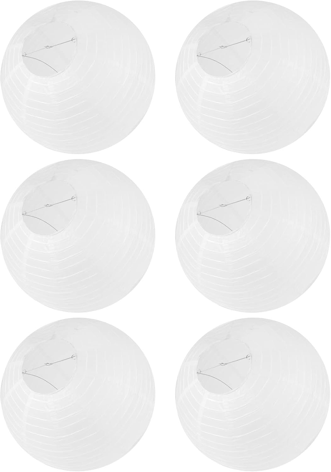 Bcowtte Lot de 6 abat-jours en papier japonais chinois pour mariage de fête, 50 cm (20) blanc crème