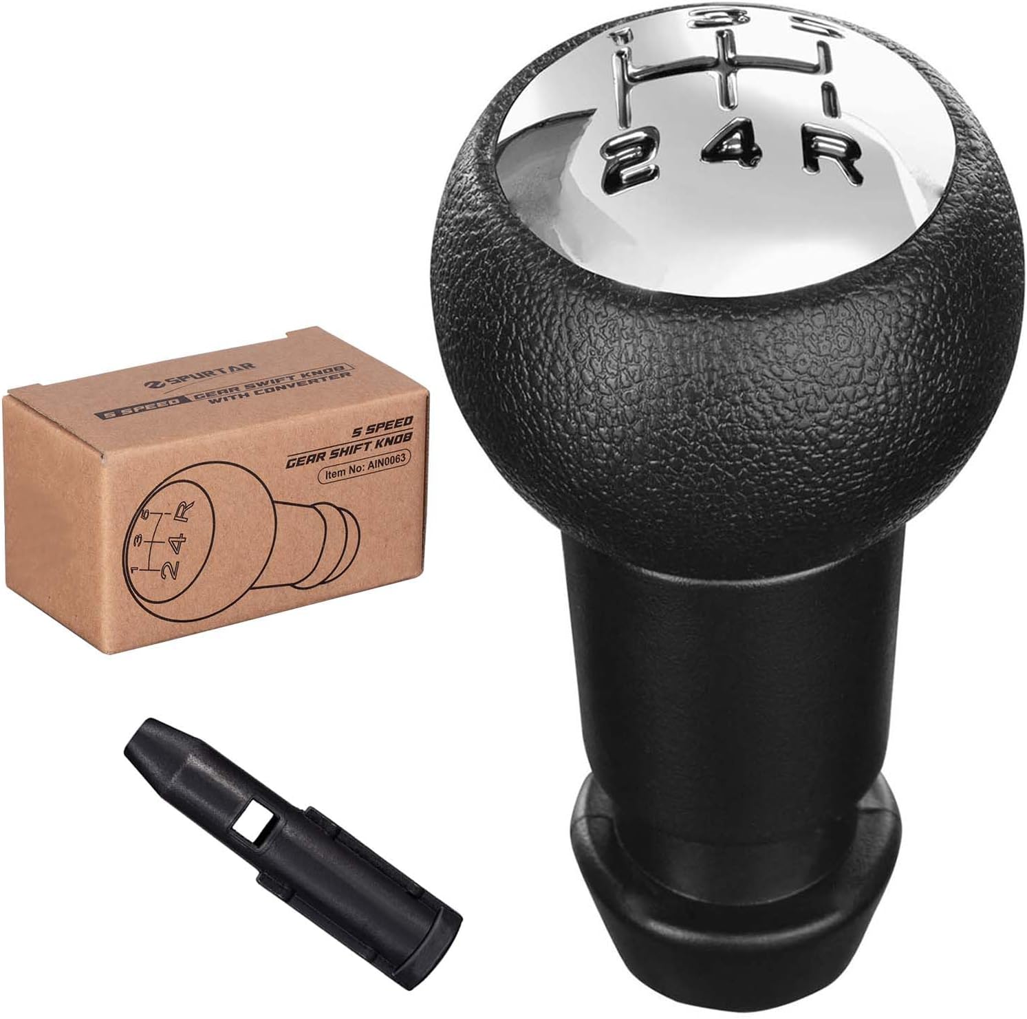 Spurtar Pommeau de levier de vitesses manuel 5 vitesses pour Peugeot 106 107 207 301 306 307 308 407 408 508 3008 1007 / pour CITROEN C2 C3 C4 Picasso - Noir et argent Pommeau de vitesse - pour Peugeot/Citroën