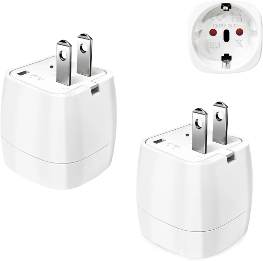 2 Pièces Adaptateur Prise USA, Adaptateur Voyage Accessoires, Adaptateur Prise Japon, EU vers Prise de Type A, Adaptateur de Voyage pour USA, Japon, Chine, Thaïlande, Canada Blanc-Adaptateur Prise Japon