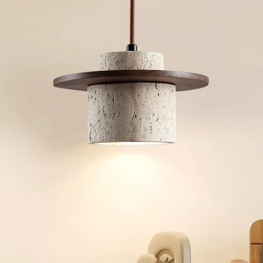 Stesulfr Suspension style japonais Wabi Sabi Suspension E27 Lustres en marbre nordique Abat-jour en pierre naturelle Luminaire suspendu simple pour salle à manger Chevet Îlot de cuisine Couloir(1PC)