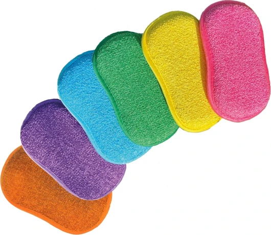 EPONGENIO 5+1 Offert - MYBO TV - Lot de 5 éponges + 1 Offerte Double Faces Réutilisables- Lavables en Machine - Anti Rayure et Multi Surfaces- Multicolores - 11cmx17cm- Vu à la Télé
