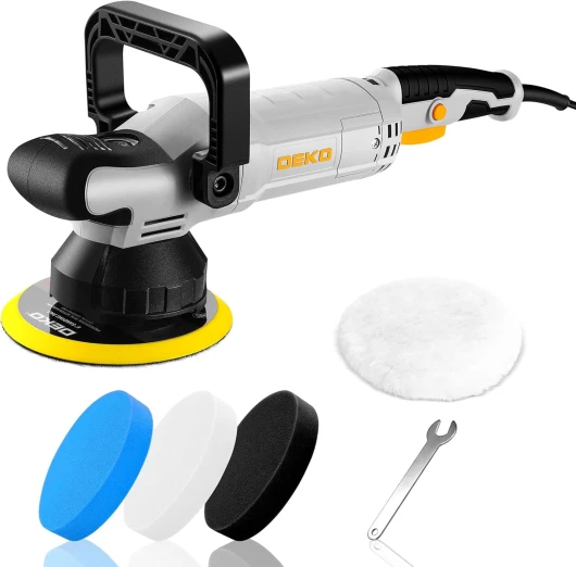 Polisseuse Orbitale 900W: DEKOPRO Double Action Polisseuse Voiture tenue avec Pad 150 mm, Orbite 15 mm, 6 Vitesses 600-4000 RPM- Lustreuse pour Détailing Auto, Polissage et Cirage